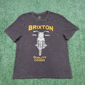 Brixton Men's Shirt Size M Black Short Sleeve Crew Neck Skateboarding Moto Logo